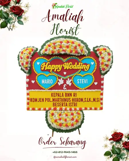 Papan Bunga Pernikahan Melung